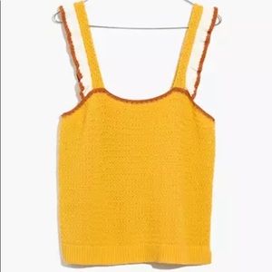 Colorblock Crocheted Ruffle-Strap Sweater Tank